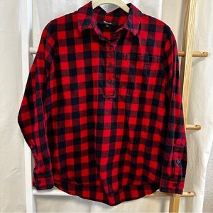 Madewell - Buffalo Check Popover Button-down, M, Red and Black